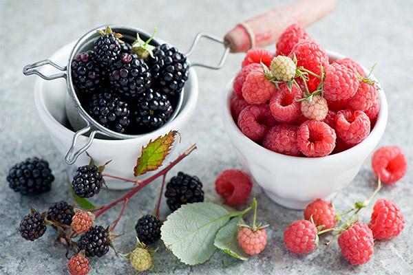 Raspberries and blackberries